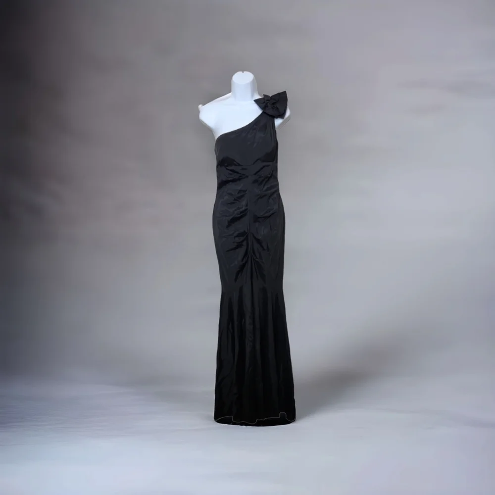cache black dress one shoulder Cache One-Shoulder Black Dress with Gold Ring Accent Evening Cocktail Dress